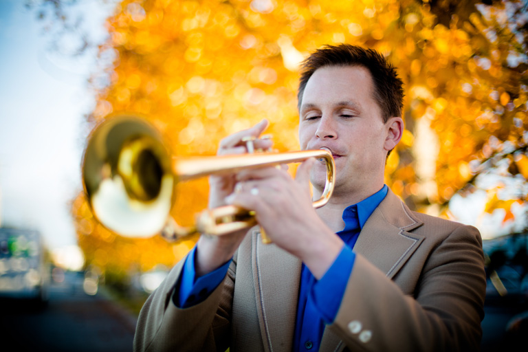 Denver Bierman playing the trumpet
